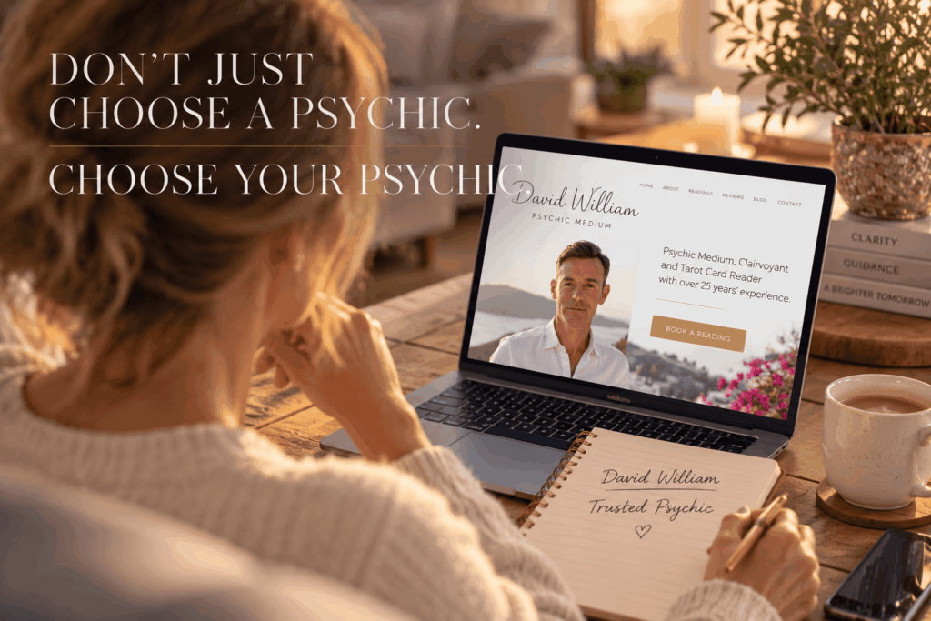Woman researching David William online when looking for a trusted psychic
