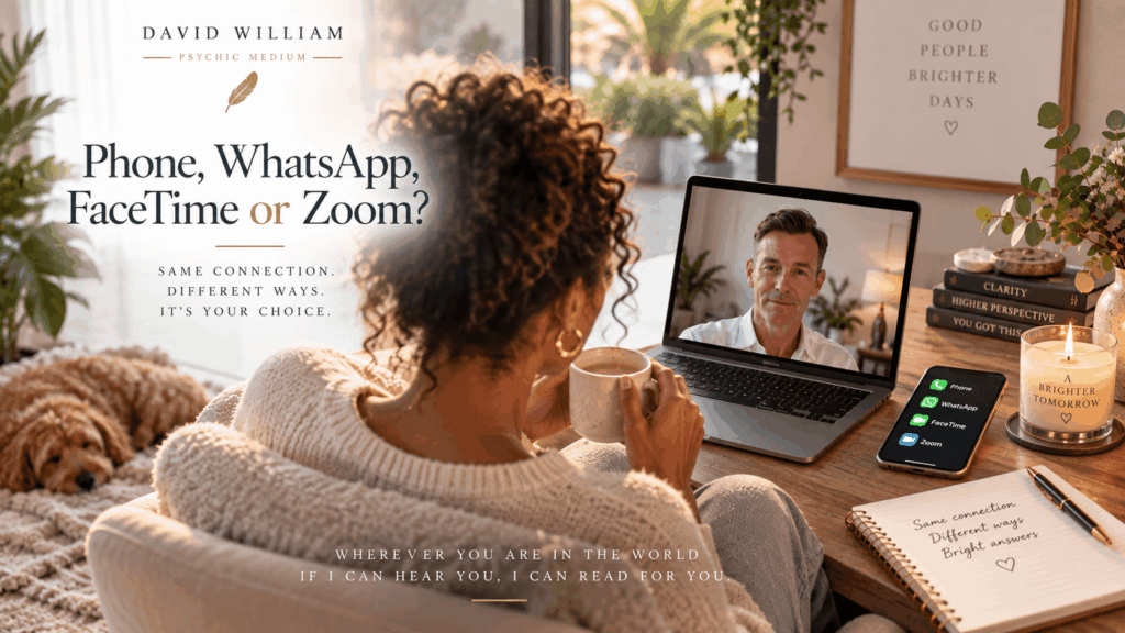 Online psychic reading by Phone, WhatsApp, FaceTime or Zoom with David William