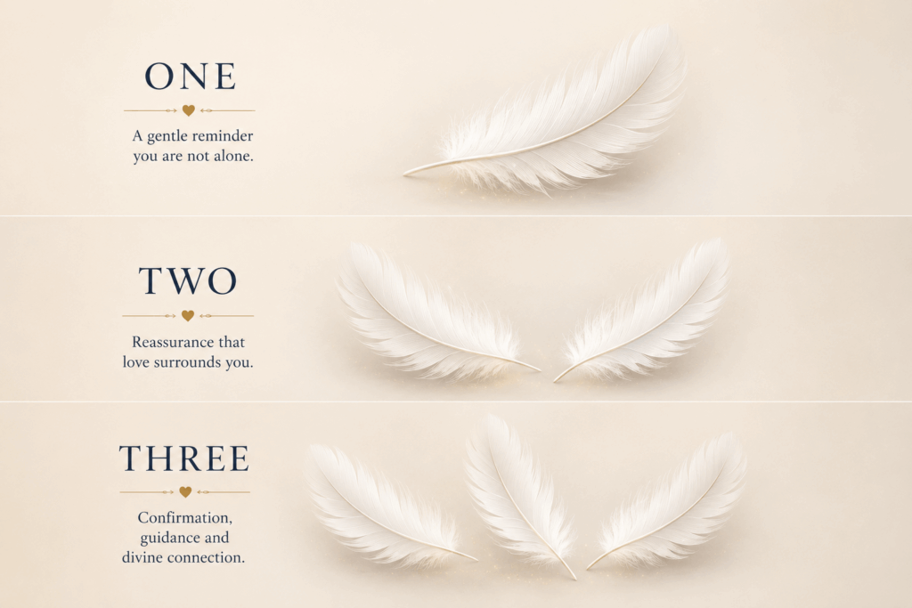 Single, two and three white feathers and whether the number of white feathers changes their meaning