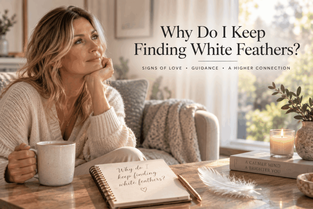 Woman wondering why she keeps finding white feathers and what finding a white feather might mean